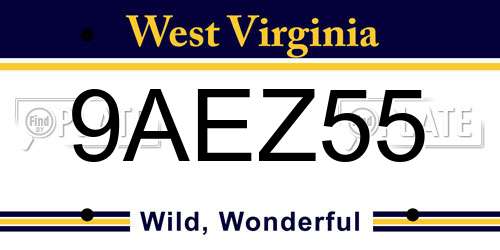 9AEZ55 West Virginia License Plate