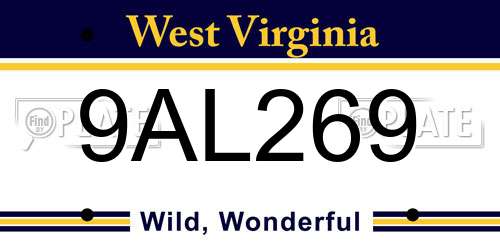 9AL269 West Virginia License Plate