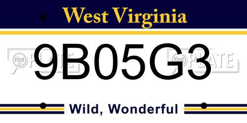 9B05G3 West Virginia License Plate