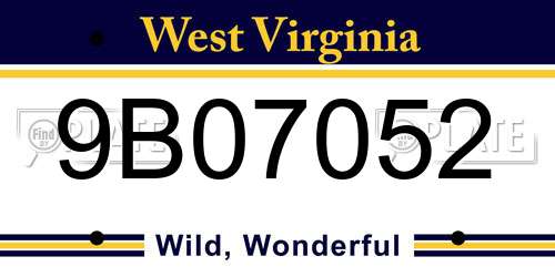 9B07052 West Virginia License Plate