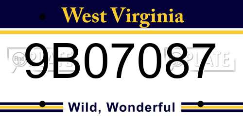 9B07087 West Virginia License Plate