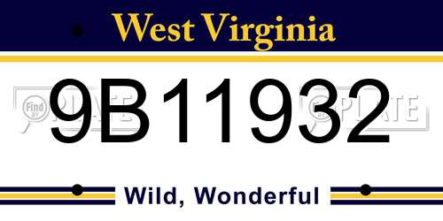 9B11932 West Virginia License Plate