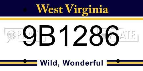 9B1286 West Virginia License Plate