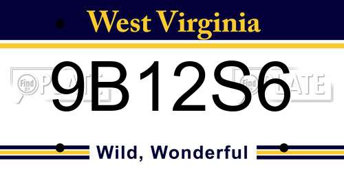 9B12S6 West Virginia License Plate