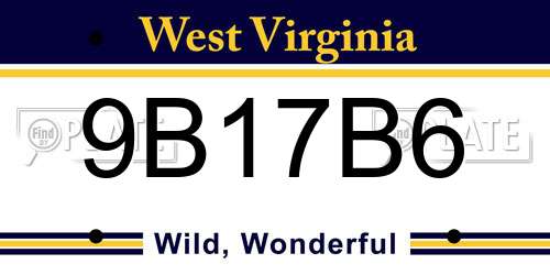 9B17B6 West Virginia License Plate