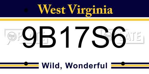 9B17S6 West Virginia License Plate