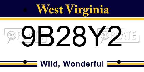 9B28Y2 West Virginia License Plate