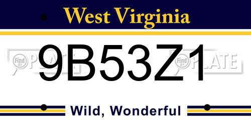 9B53Z1 West Virginia License Plate
