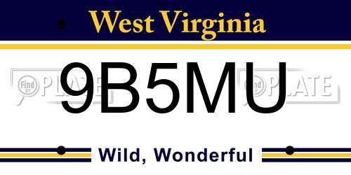 9B5MU West Virginia License Plate