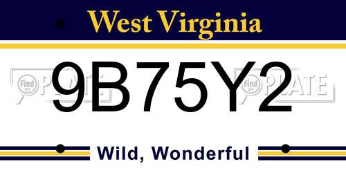 9B75Y2 West Virginia License Plate