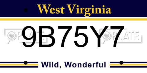 9B75Y7 West Virginia License Plate