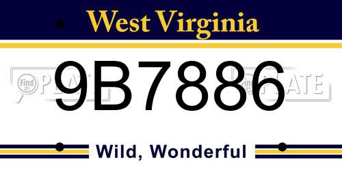9B7886 West Virginia License Plate