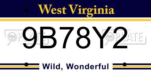 9B78Y2 West Virginia License Plate