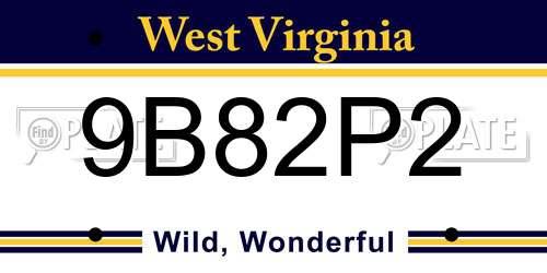 9B82P2 West Virginia License Plate