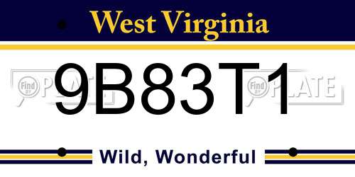 9B83T1 West Virginia License Plate