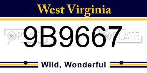 9B9667 West Virginia License Plate