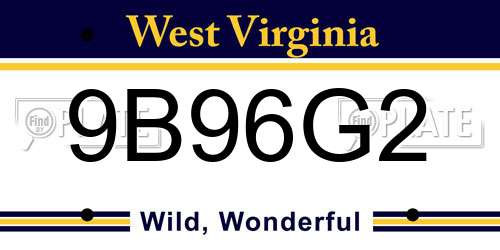 9B96G2 West Virginia License Plate