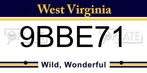 9BBE71 West Virginia License Plate