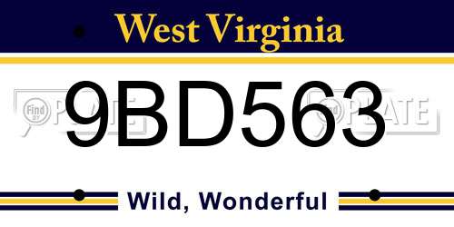 9BD563 West Virginia License Plate