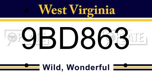 9BD863 West Virginia License Plate