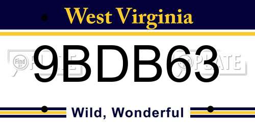 9BDB63 West Virginia License Plate