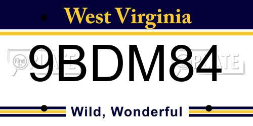 9BDM84 West Virginia License Plate