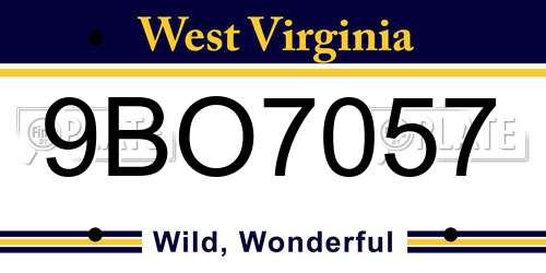 9BO7057 West Virginia License Plate