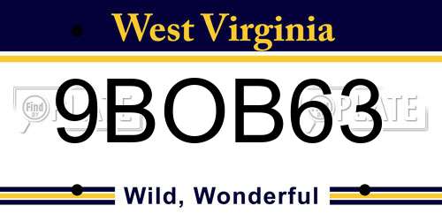 9BOB63 West Virginia License Plate