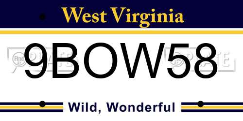 9BOW58 West Virginia License Plate