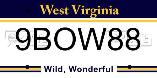 9BOW88 West Virginia License Plate