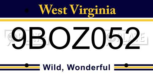 9BOZ052 West Virginia License Plate