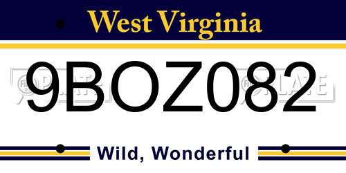 9BOZ082 West Virginia License Plate