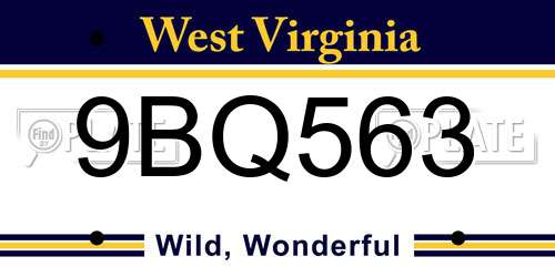 9BQ563 West Virginia License Plate