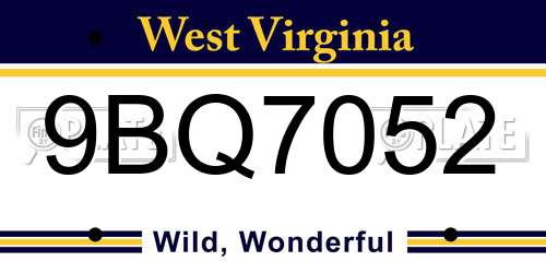 9BQ7052 West Virginia License Plate
