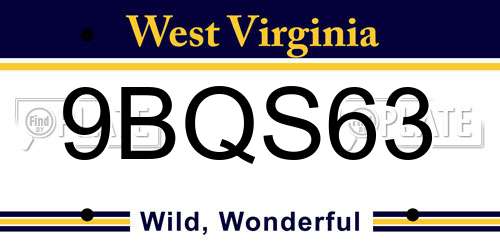 9BQS63 West Virginia License Plate
