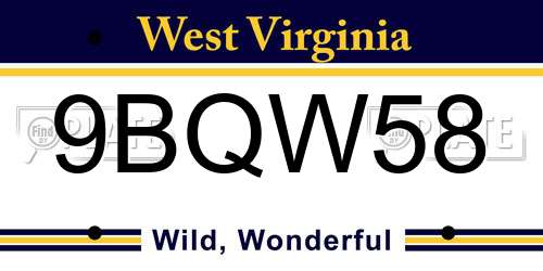9BQW58 West Virginia License Plate