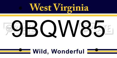 9BQW85 West Virginia License Plate