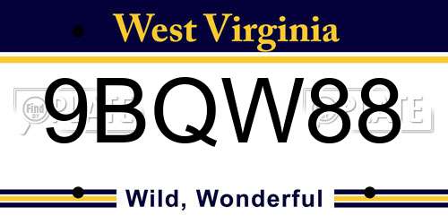 9BQW88 West Virginia License Plate