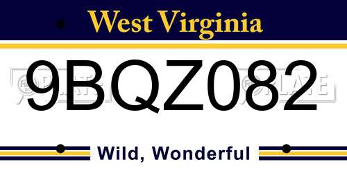 9BQZ082 West Virginia License Plate