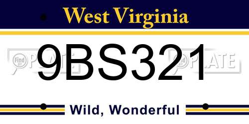 9BS321 West Virginia License Plate