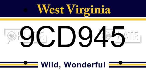9CD945 West Virginia License Plate