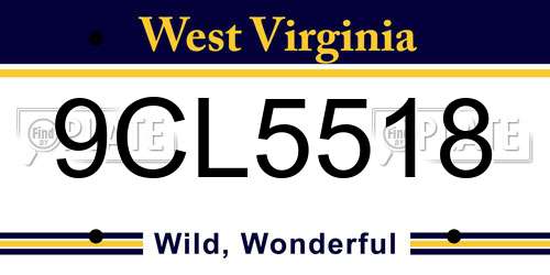 9CL5518 West Virginia License Plate