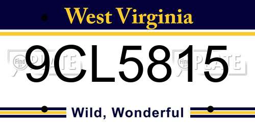 9CL5815 West Virginia License Plate
