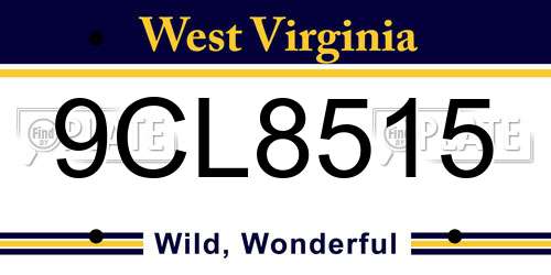 9CL8515 West Virginia License Plate