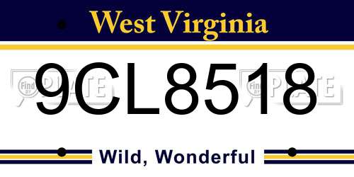 9CL8518 West Virginia License Plate