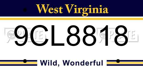 9CL8818 West Virginia License Plate