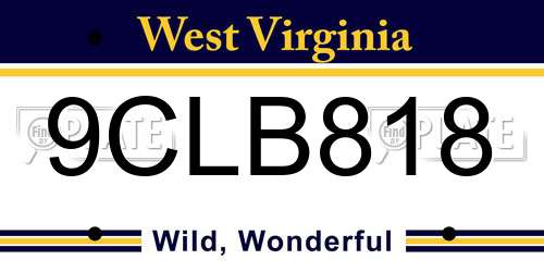 9CLB818 West Virginia License Plate