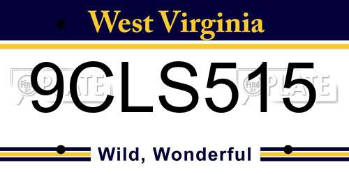 9CLS515 West Virginia License Plate