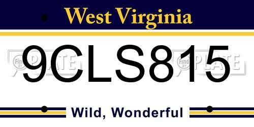 9CLS815 West Virginia License Plate