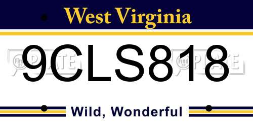 9CLS818 West Virginia License Plate